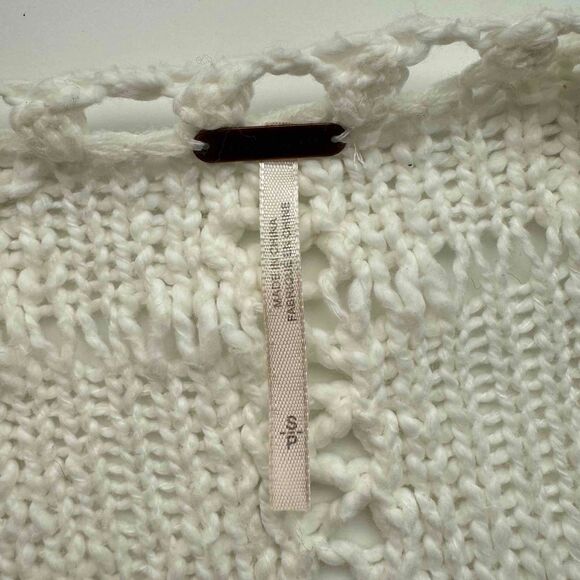 Free People White Sweater Crochet Chunky Knit Oversized Cottagecore Boho Hippie - Picture 12 of 16